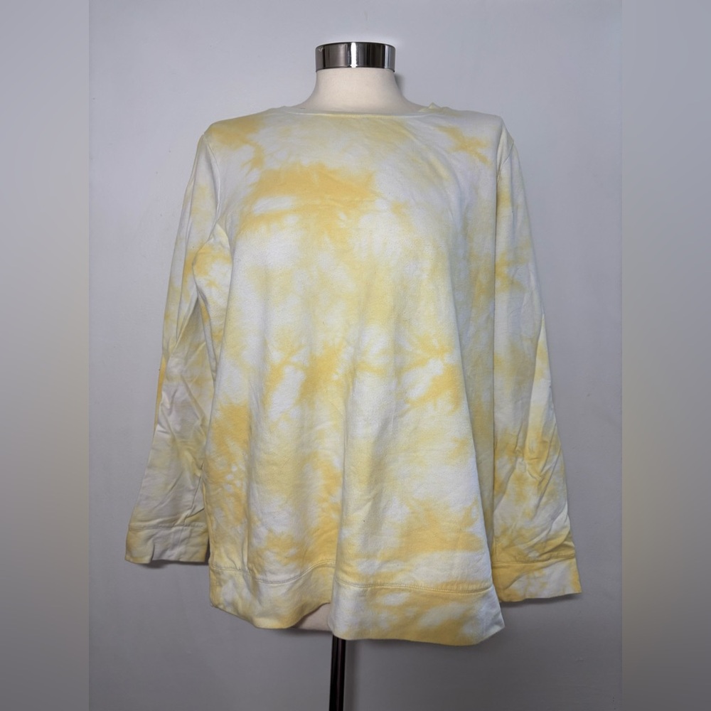 Denim&Co Yellow Tie-Dye Sweatshirt